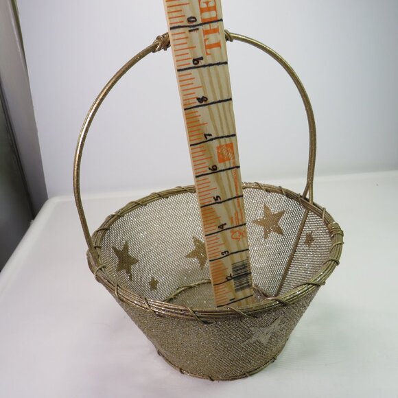 Star-y Champagne Gold Wire Basket (Glittered in Silver) very sturdy - Picture 9 of 10